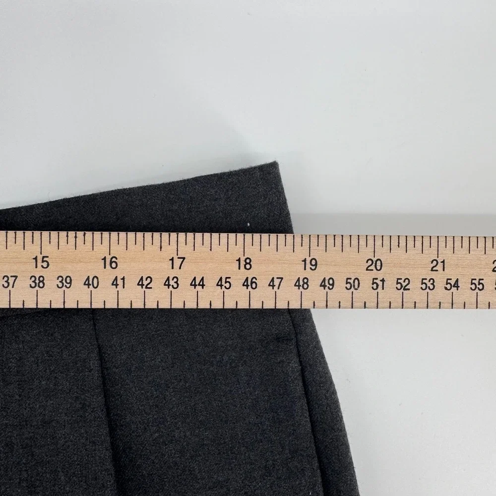 Banana Republic Mens 38L Wool Blend Pleated Cuffed Dress Pants Charcoal Grey